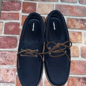New Lands End navy canvas boat shoes men’s sz 12